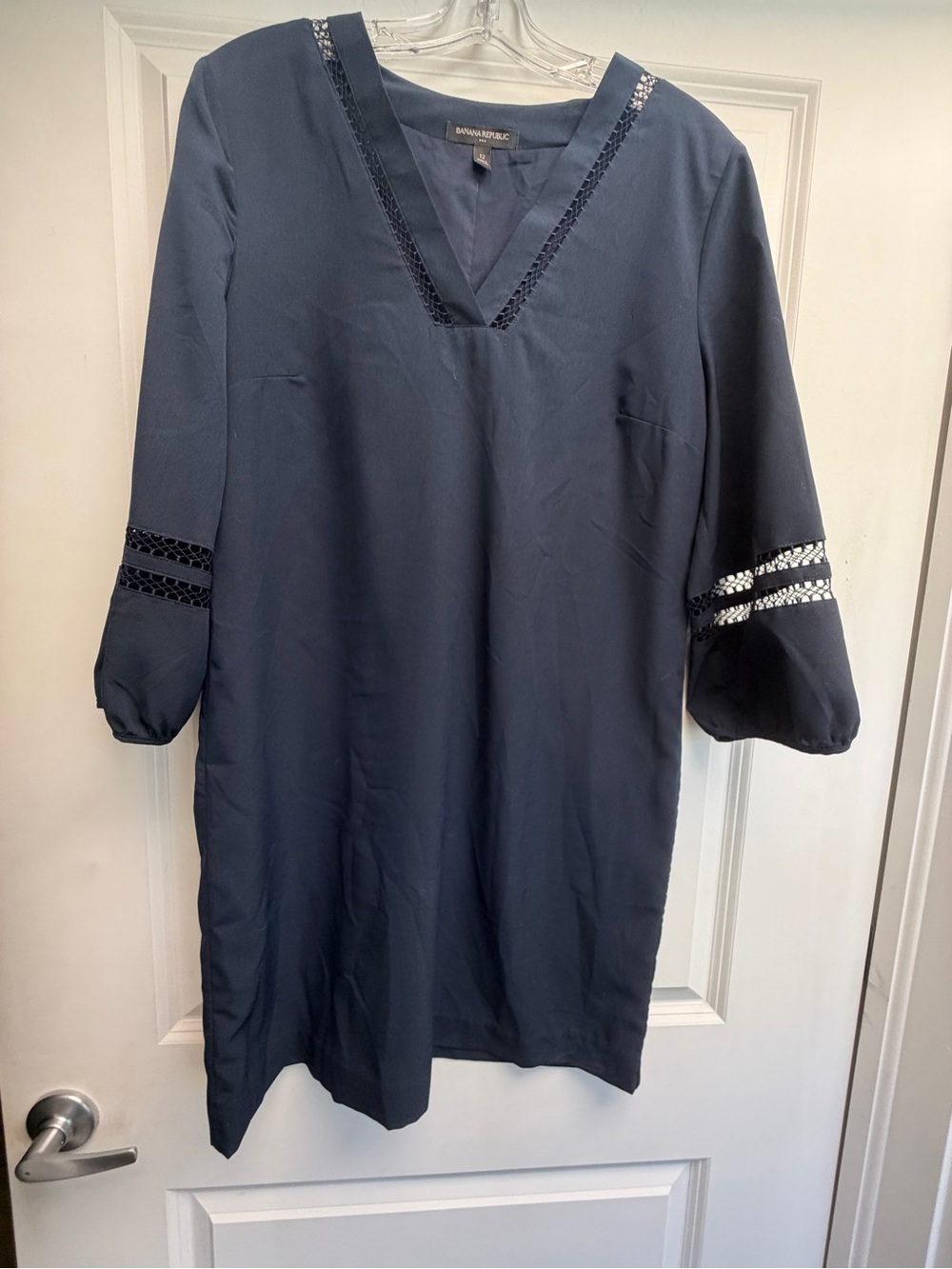 Banana Republic Navy V-Neck Dress with Lattice Insets